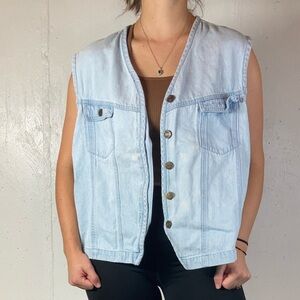 Light Wash Denim Button Down Jean Vest